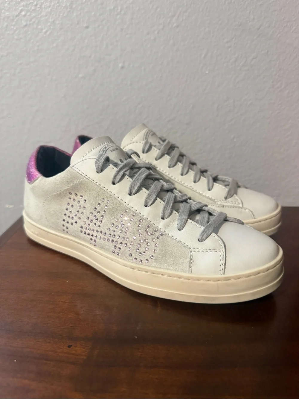 R448 Suede Low-Top Sneakers with Pink Accent